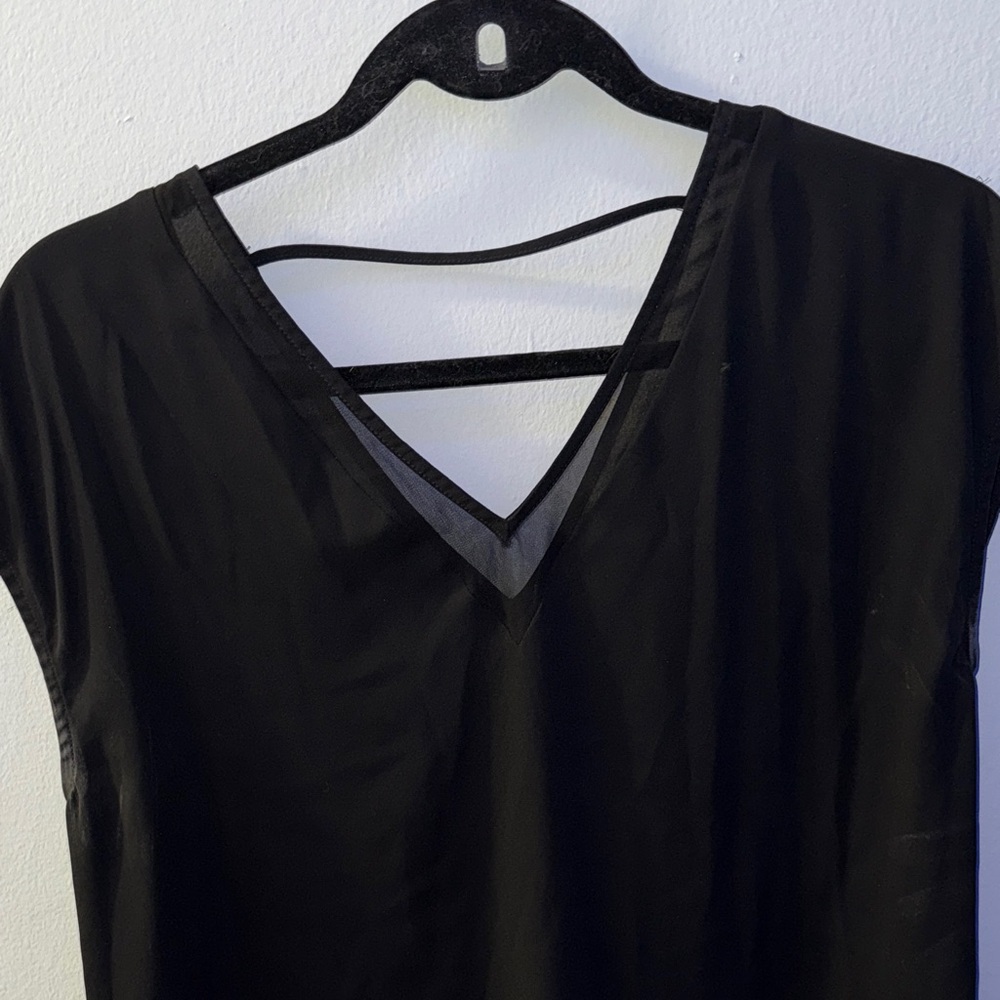 Express Black Sheer V-Neck Blouse